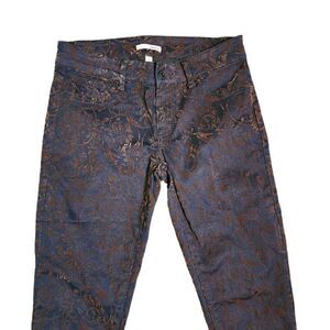Vintage 90s Bongo Velour Baroque Skinny Pants Womens Size 3 Black